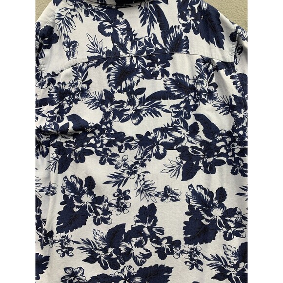 Good Life Short Sleeve Button Up Shirt 2XL Blue Floral 100% Silk Chest Pocket - Picture 10 of 13